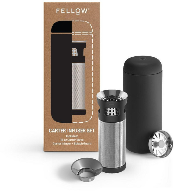 펠로우 카터 티 앤 콜드브루 인퓨저 무브 16oz 텀블러 세트, 인퓨저 + 카터, 매트 블랙, 1개