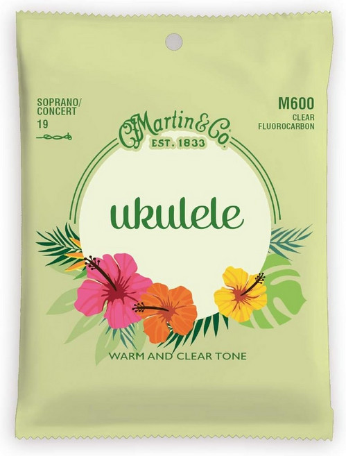 마틴 우쿨렐레 현 - 플루오로카본 소프라노/콘서트 게이지 | 따뜻하고 맑은 음색과 오랜 조율 안정성 | 소프라노 또는 콘서트 우쿨렐레를 위한 4현 세트, 1개