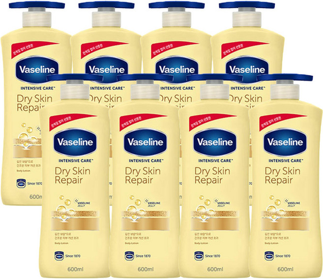 바세린 인텐시브 케어 드라이 스킨 리페어 로션, 600ml, 8개