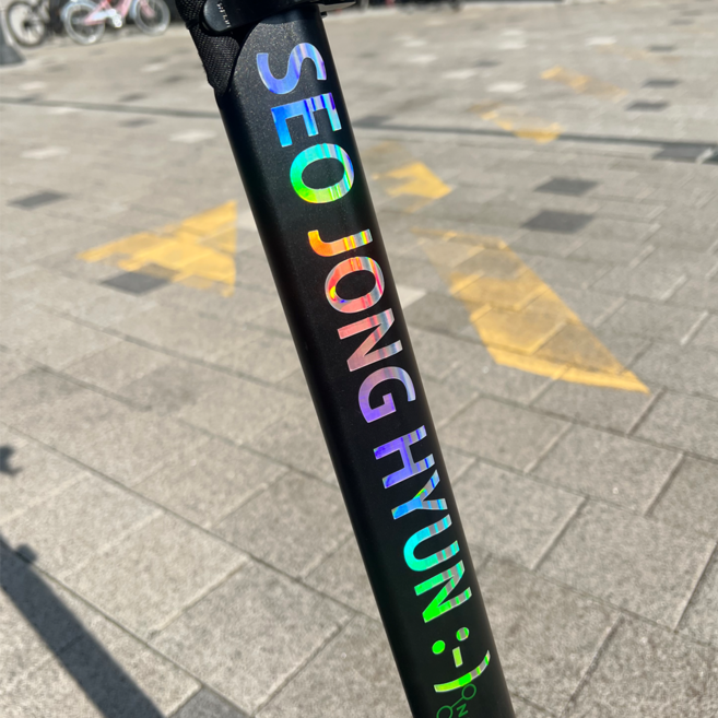 스티커 네임 킥보드 자전거 주문제작 야광 이름, 오팔화이트, M, 3.소요체