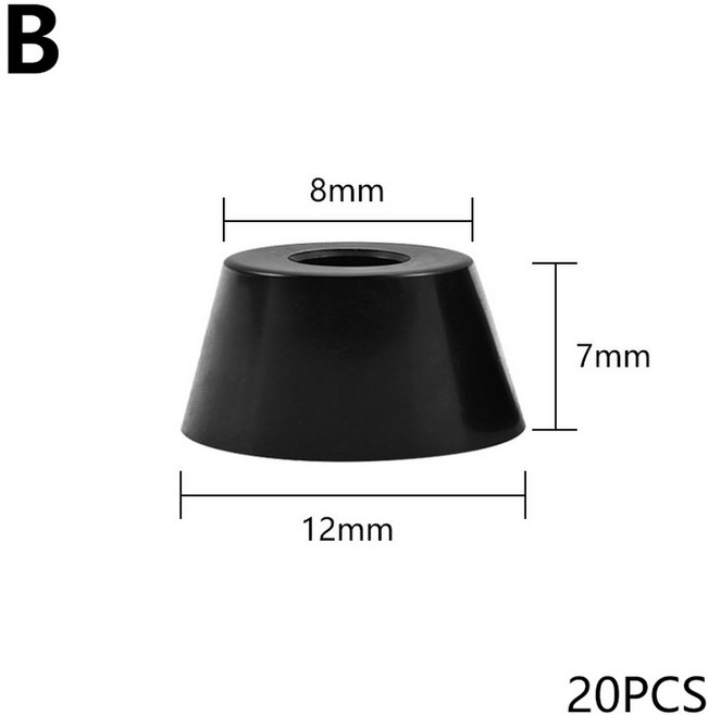 20PCS 슬립 가구 다리 피트 블랙 스피커 캐비닛 침대 테이블 상자 원추형 고무 충격 패드 바닥 보호기 부품, B