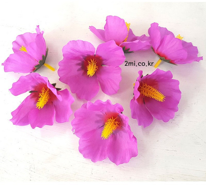 무궁화 핑크보라 - 조화 꽃다발 부쉬 1줄기 1송이 한송이, 10개, 핑크보라 꽃머리