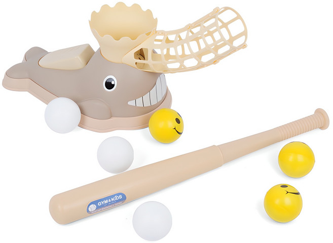 아이워너 아동용 짐앤키즈 고래 팝업 야구 배팅 놀이 세트, 베이지, 1세트