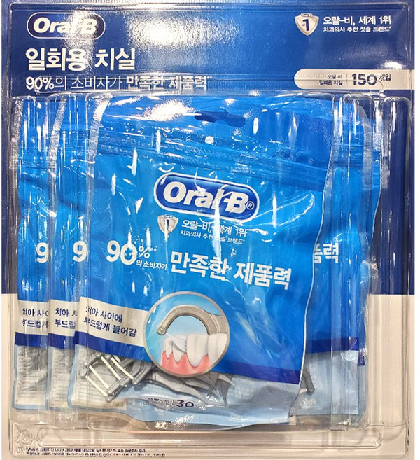민트향 30개 치실 오랄비 일회용 C자형 150개, 150개입, 1