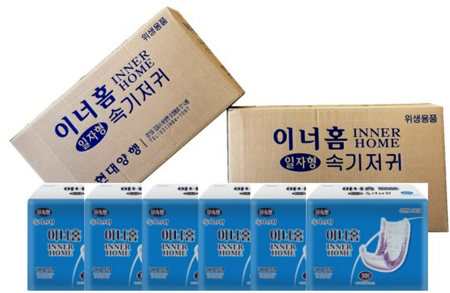 이너홈 일자형 속기저귀 300매입 (50매 x 6팩) 실속형 산모용 노인용 요실금용, 50개입, 6세트