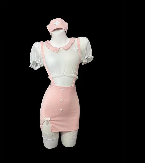 情趣護士服套裝 含3配件 附贈襪子, 1個, 粉嫩護士M