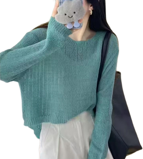 마이클로젯 MC0158 뒷단추 언발기장 시스루 긴소매티