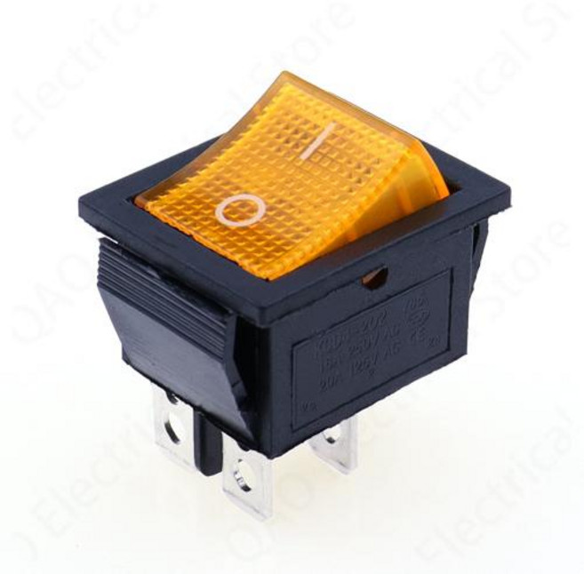 KCD4 로커 스위치 ON-OFF 2 위치 4 핀 조명 전원 스위치가 있는 전기 장비 16A 250VAC 20A 125VAC, 5)YELLOW, 1개