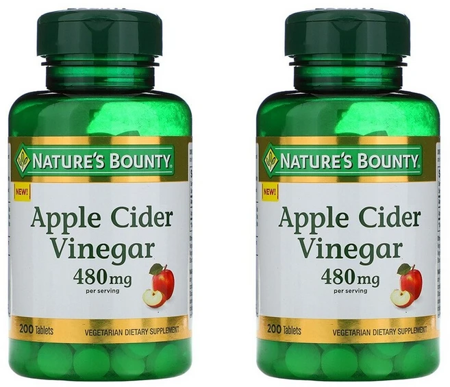 Nature's Bounty Apple Cider Vinegar 240mg 네이쳐스 바운티 애플사이다비니거 240mg 200정 2병 - 쿠팡