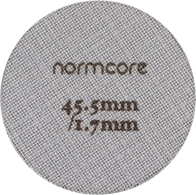 Normcore 53.3mm 퍽 스크린 - 하단 샤워 스크린 - 에스프레소 54mm 포타필터 바스켓용 금속 접촉 스크린 - 1.7mm 두께 150μm - 316 스테인리스 스