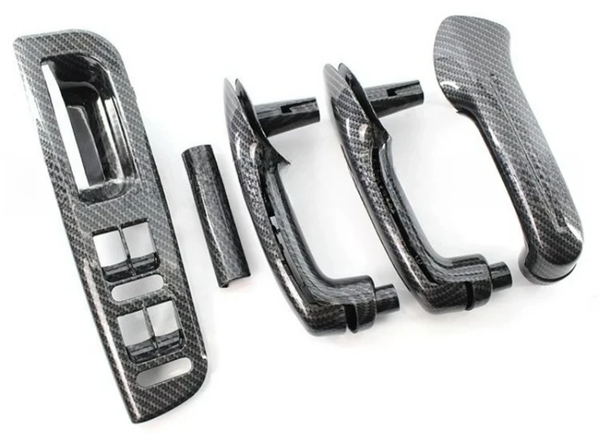 폭스바겐 호환 VW 보라 골프 4 제타 1998 2005용 카본 파이버 스타일 실내 손잡이 도어 핸들 팔걸이, 01 Carbon Fiber