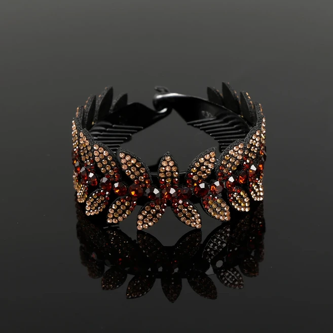 패션 크리스탈 라인 석 머리핀 롤빵 클로 포니 테일 헤어 여성을위한 액세서리 확장 바레트, 02 E-8CM