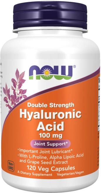 NOW Foods 雙倍玻尿酸素食膠囊 100mg, 120顆, 1罐