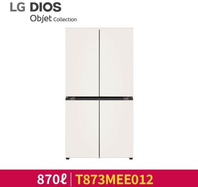 [색상선택형] LG전자 오브제 4도어 메탈 디오스 냉장고 870L 방문설치, T873MEE012