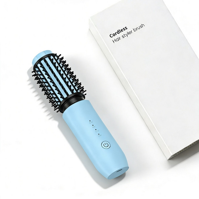 Leeko 무선 뿌리볼륨 미니 고데기/스타일러 웨이브 빗고데기 /모발손상 없는 4단 온도조절 음이온 고데기/ 휴대용 충전식 봉고데기/앞머리 고데기, K-102, 블루