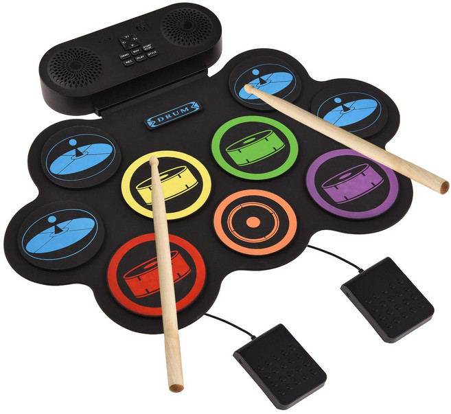 제이코 전자드럼 두두리악기 휴대용 실리콘 재즈 타악기, 1개, G896 컬러 블루투스 버전