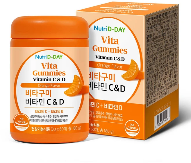 뉴트리디데이 비타구미 비타민 C & D, 180g, 1개 - 쿠팡
