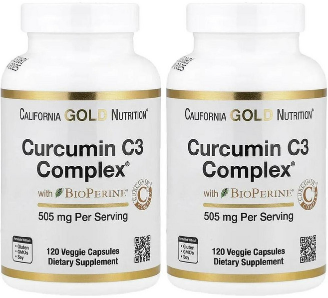 CGN 커큐민 C3 콤플렉스 BioPerine Curcumin C3 120캡슐 2병, 2개