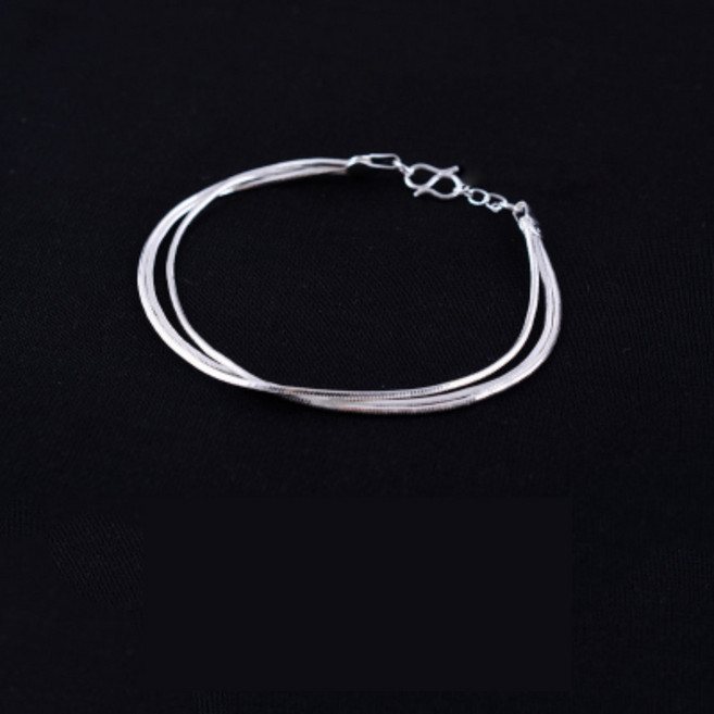 은도금 패션 레이어드 뱀줄 은체인 써지컬 체인 팔찌