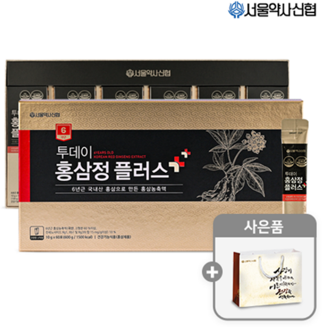 서울약사신협 6년근 투데이 홍삼정 플러스 스틱 60포(쇼핑백포함), 1개