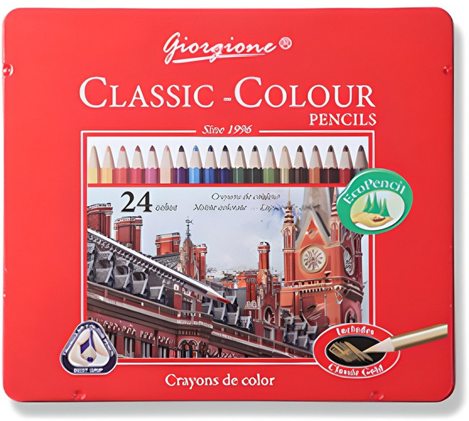 조르조네 클래식 삼각 그립 유성 색연필, 24색, 1세트