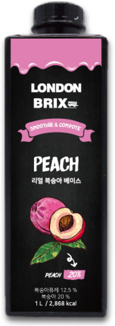 런던브릭스 블랙라벨 리얼 복숭아 베이스 농축액, 1L, 1개
