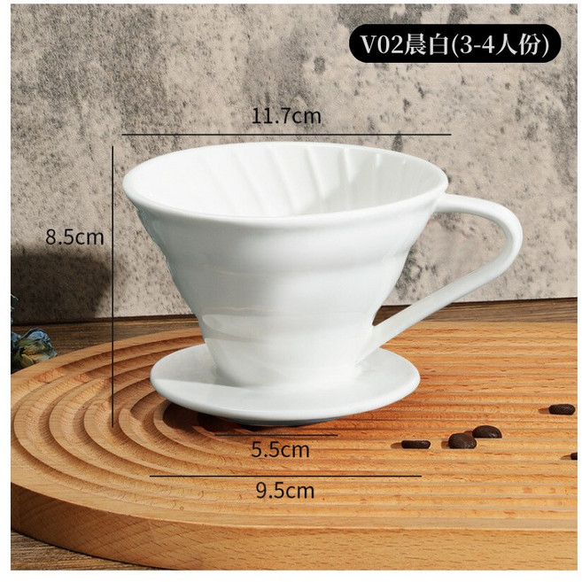 N.SPACE V60錐型濾杯, 1個, 晨白陶瓷濾杯(3-4人), 陶瓷錐形濾杯, 3-4人份