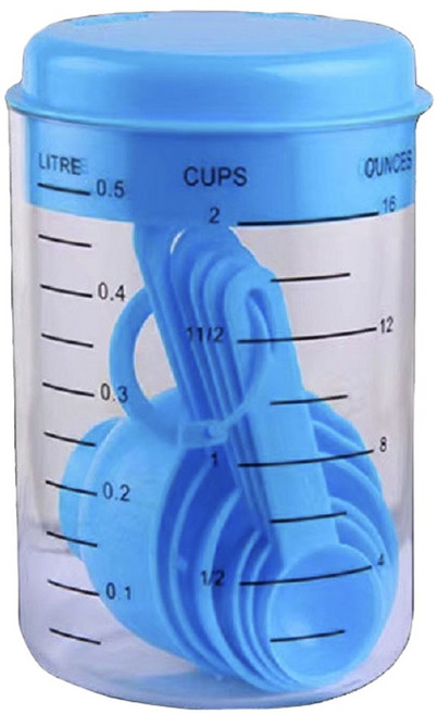 Unionvicky 플라스틱 메저링 계량스푼 컵 포함 7종 세트 블루, 1개