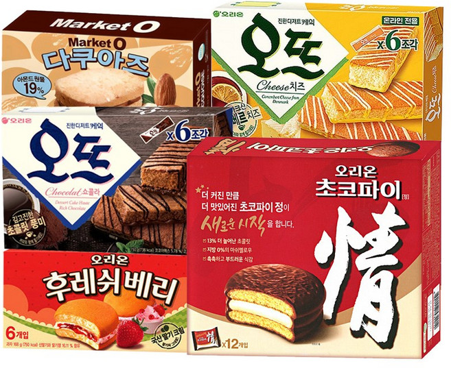 [냠냠상회] 오뜨 치즈+오뜨 쇼콜라+다쿠아즈+후레쉬베리 중+오리온 초코파이 개별포장 파이세트, 1개