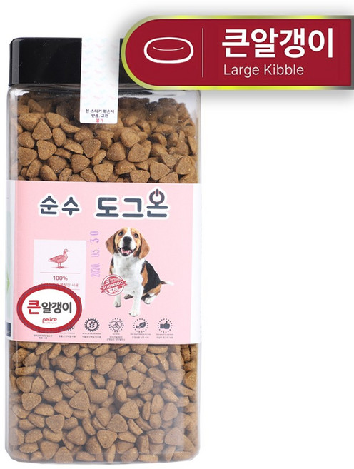 펠리코 도그온 ( 큰알갱이 ) 강아지 사료 샘플 대형견 사료 골든리트리버 사료 진돗개 진도개-비닐포장, 500g, 1개, 닭