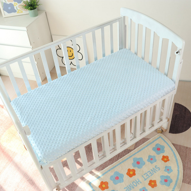 豆豆絨嬰兒床包 嬰兒床笠, 1個, 天藍色,60x120