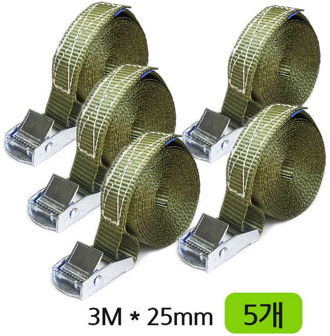 화물 바인딩 고정 25mm 캠버클 미니 깔깔이바 자동바 고정바 스트랩 라쳇벨트 라쳇바, 카키, 5개