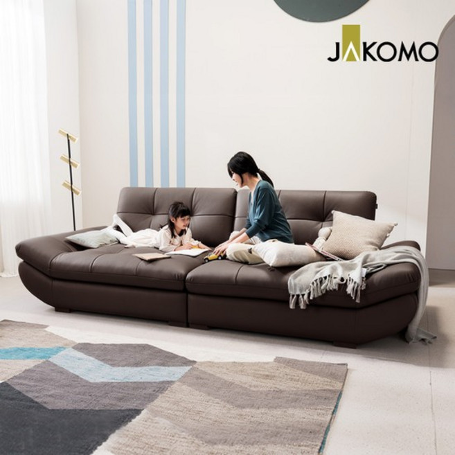 버블리 스윙 3.5인 기능성 천연면피 소가죽 소파, 모카