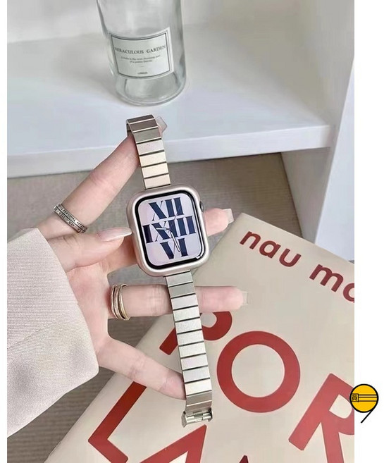 不鏽鋼錶帶 星光色 適用 Apple Watch 11 10 9 8 7 6 SE 蘋果手錶 錶帶 42mm 46mm, 1個, 星光色（小蠻腰一株鋼）,38/40/41/(S10/S11)42
