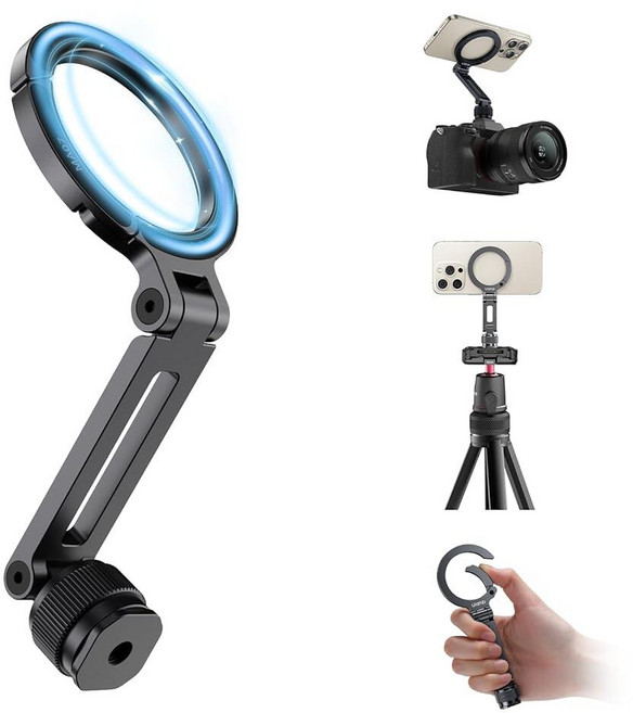 울란지 MA07 마그네틱 휴대폰 삼각대 마운트 1/4인치 나사 알루미늄 카메라 휴대폰 마운트 콜드 슈 마그네틱 삼각대 카메라 코파티베일( 17/16/15/14/13/12 시리, Ulanzi MA07 Magsafe용 마그네틱 폰 삼각