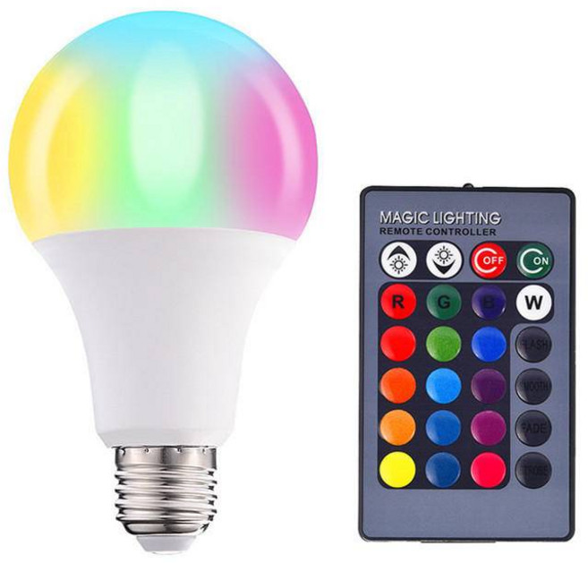 FXPOT 智慧LED燈泡 RGBW遙控調光, 1個, A80(10w)+遙控器