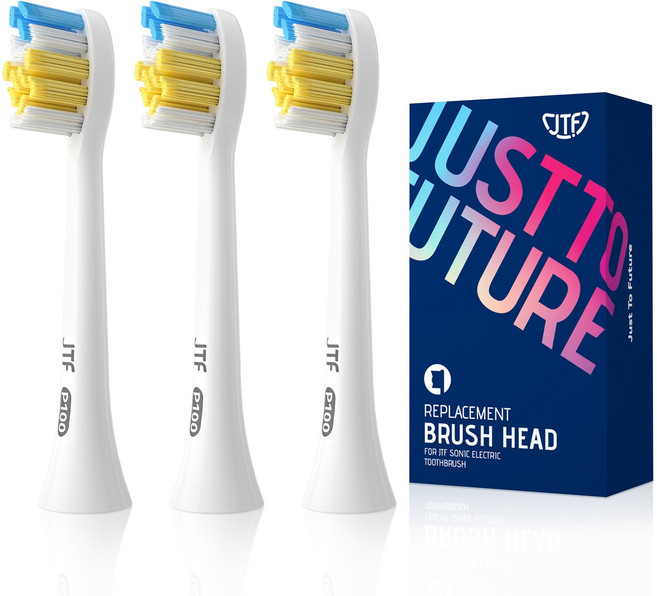 JTF P100 음파 전동칫솔 가성비 칫솔 분당 5만회 진동 USB C타입 충전 60일사용 5가지 모드 IPX7 방수등급 99g 가벼운 무게 거치대 증정 듀폰사칫솔모 6개포함, P100 칫솔모(스탠다드), 1개