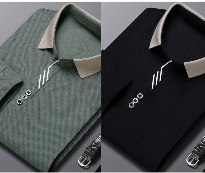 1+1 남성 봄 가을 폴로 티셔츠 패션 캐주얼 순면 터틀넥 긴팔티 루즈핏 데일리 폴로 셔츠 상의 WMY