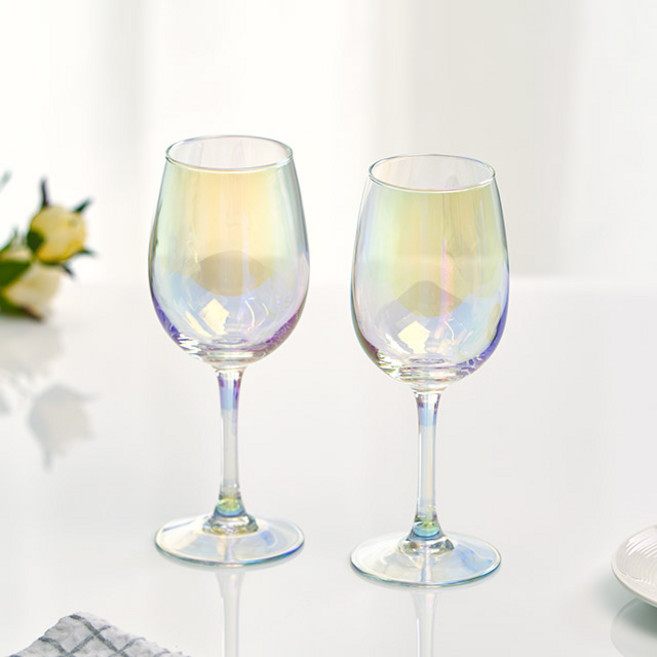 아크프랑스 홀로그램 오로라 와인잔 350ml 2P 홈카페유리컵, 단품, 옵션선택