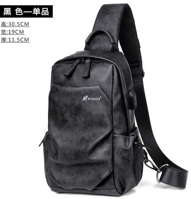 WUZIGOLF 男士斜挎包, 黑色