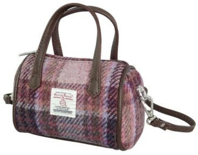 Glen Appin Harris Tweed 'Lossie' Tiny Bowling Bag (Pink/Burgundy Check), 252068 Glen Appin Harris Tweed