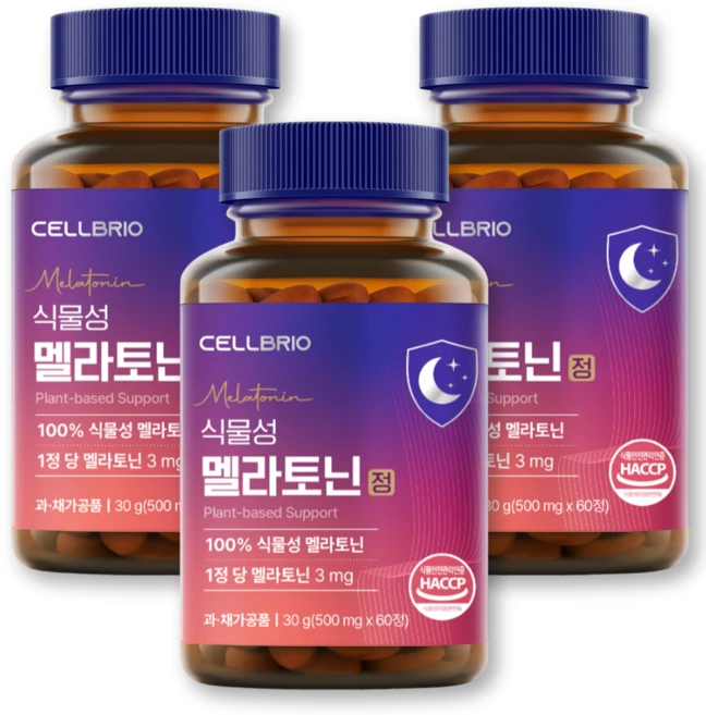 식물성 멜라토닌 3mg 함유 식약청인증 셀브리오, 3개, 60정 - 쿠팡