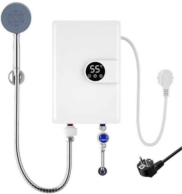 Mochae 순간전기온수기 3초 속열 전기온수기 욕실 미니 항온 급속 가정용 싱크대 샤워 세트 디지털 디스플레이 5500W, RY-LZT