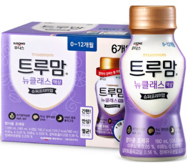 일동후디스 트루맘 뉴클래스 액상분유 1단계 180ml, 6개