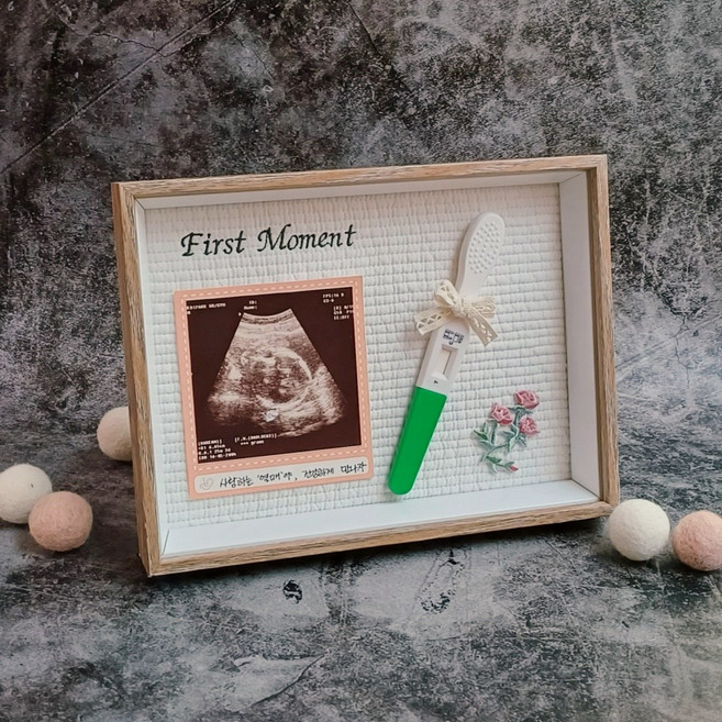 [소동상점] 임테기액자 말띠 뱀띠아기 임테기보관함 임테기보관액자 초음파사진액자 임밍아웃 임신축하선물, 분홍꽃자수