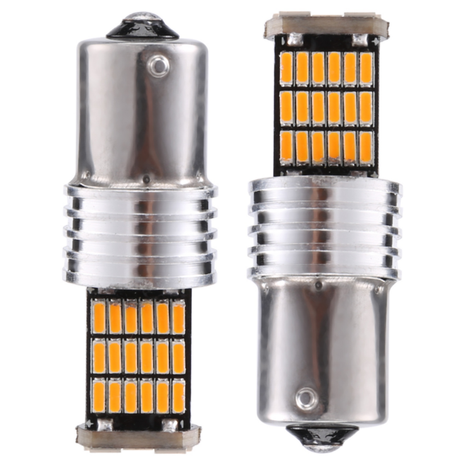 2 x 1156 앰버 7506 P21W LED 전구 BA15S 노란색 전면 후면 방향 지시등, 검은색, 1개