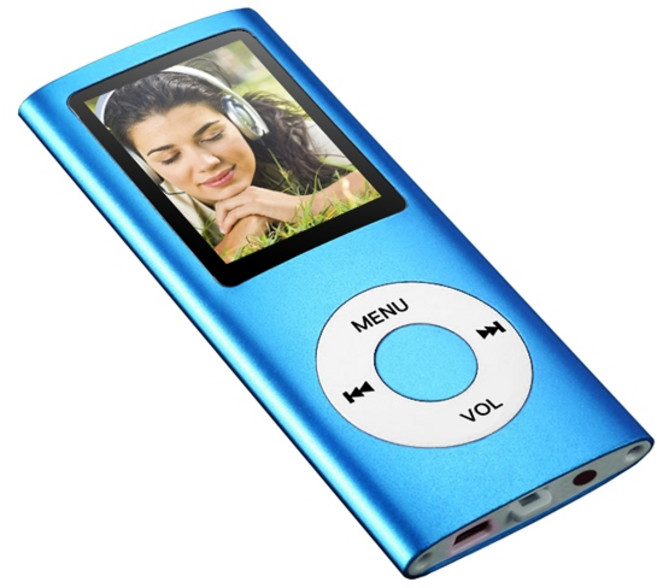 多功能MP4音樂撥放器 內建喇叭 MP3隨身聽 可擴音播放(無容量需插TF卡), 藍色, VT300