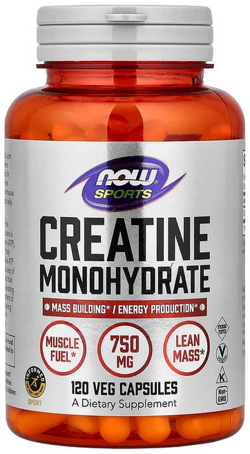 NOW Foods 스포츠 크레아틴 일수화물 750mg 베지 캡슐 120정 NOW-02035, 1개 - 쿠팡