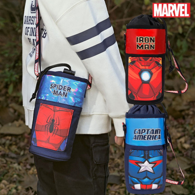 물통주머니 마블 이펙트 물병파우치 텀블러 물통가방, 스파이더맨, 1개