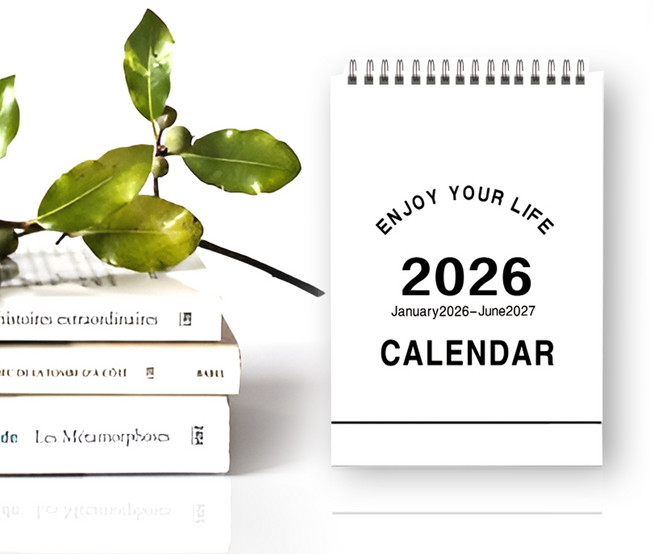 오월의숲 2026년 2027년 탁상달력 미니달력 데스크 캘린더, 1개, 화이트+반투명스티커
